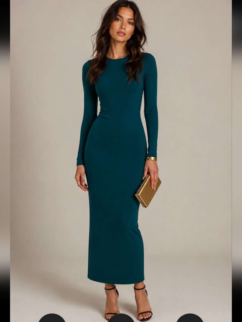 Young fabulous & broke Maxi Dress Bodycon long knit teal and black dress